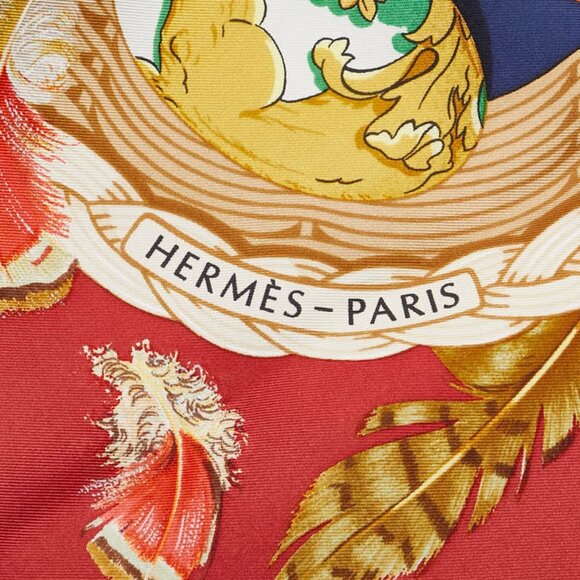 HERMES Red Silk Scarf - Picture 3 of 6